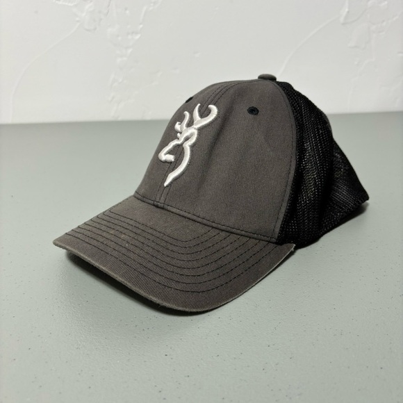 Browning Baseball Hat Cap Small/Medium Adult Flexfit Black Gray - Picture 7 of 7